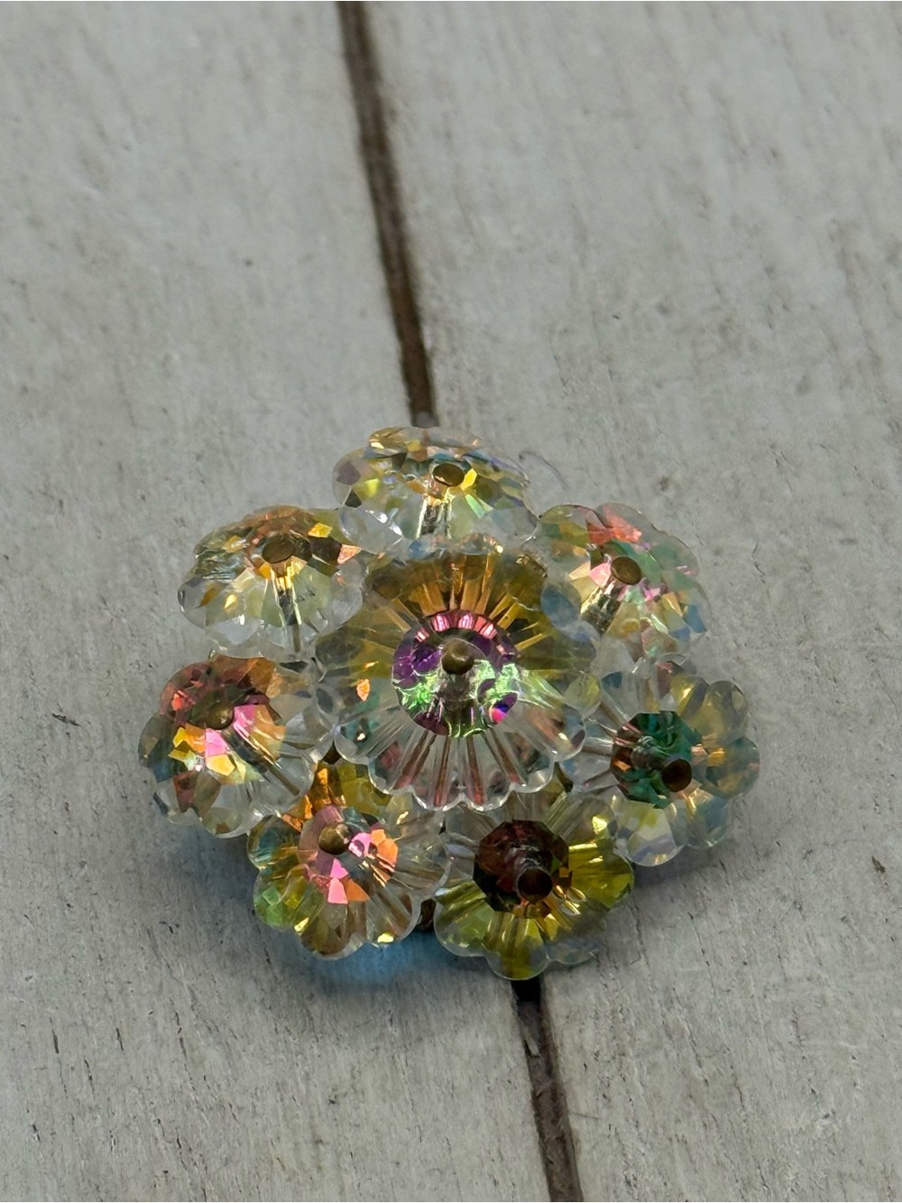 vintage 1960s Aurora Crystal Flower Brooch
